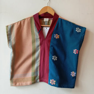 TINGADLAW: MIX VERONICA / OCEAN SIDE BLUE FLOWERS W/ MAROON POLY BIAS