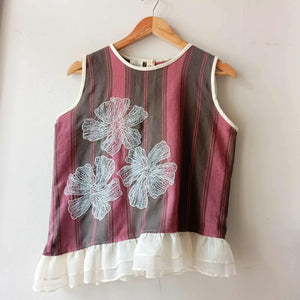 MAGANDA COLLECTION: ADRIANA  W/ FLOWERS PATCHES / PIÑA ( NATURAL ) RUFFLES