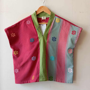 TINGADLAW: MIX RED BUD FLOWERS / LETICIA W/ HERBAL GREEN LINEN BIAS *