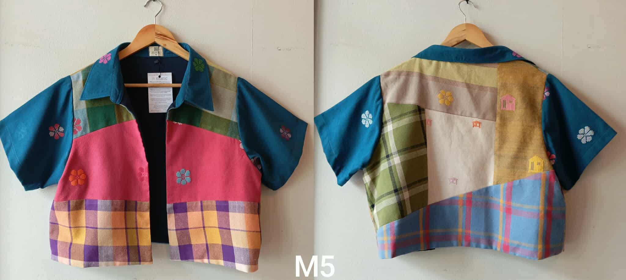 MALAYA COLLECTION: RETASO M5 W/ OCEAN SIDE BLUE FLOWERS SLEEVES & COLLAR