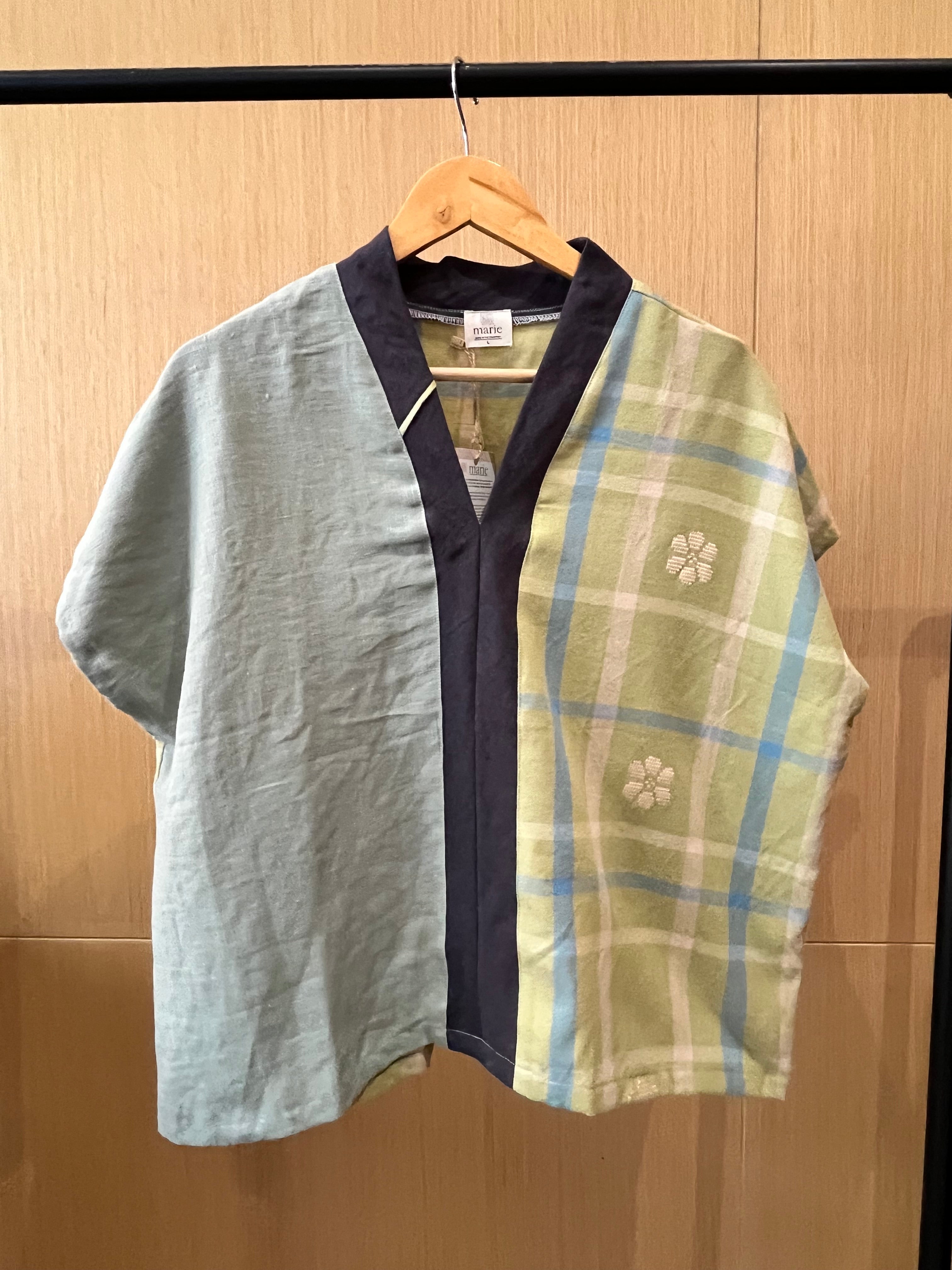TINGADLAW: Mix Serina/green linen w/ dark gray linen bias