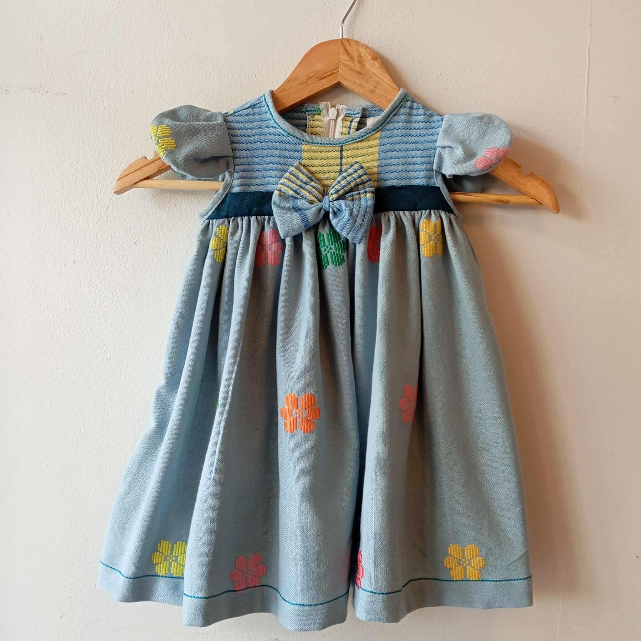 LITTLE MARIE: JOANNA V2 W/ DENIM BLUE FLOWERS SLEEVES & SKIRT