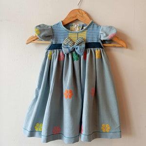 LITTLE MARIE: JOANNA V2 W/ DENIM BLUE FLOWERS SLEEVES & SKIRT