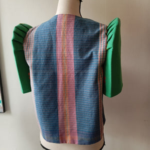 BOLERO: JILLIAN W/ MIMOSA YELLOW LINEN CUT-OUT / GREEN FLOWERS SLEEVES