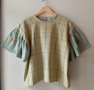 CORAZON: MICHELLE V2 LIGHT CELADON FLOWERS SLEEVES