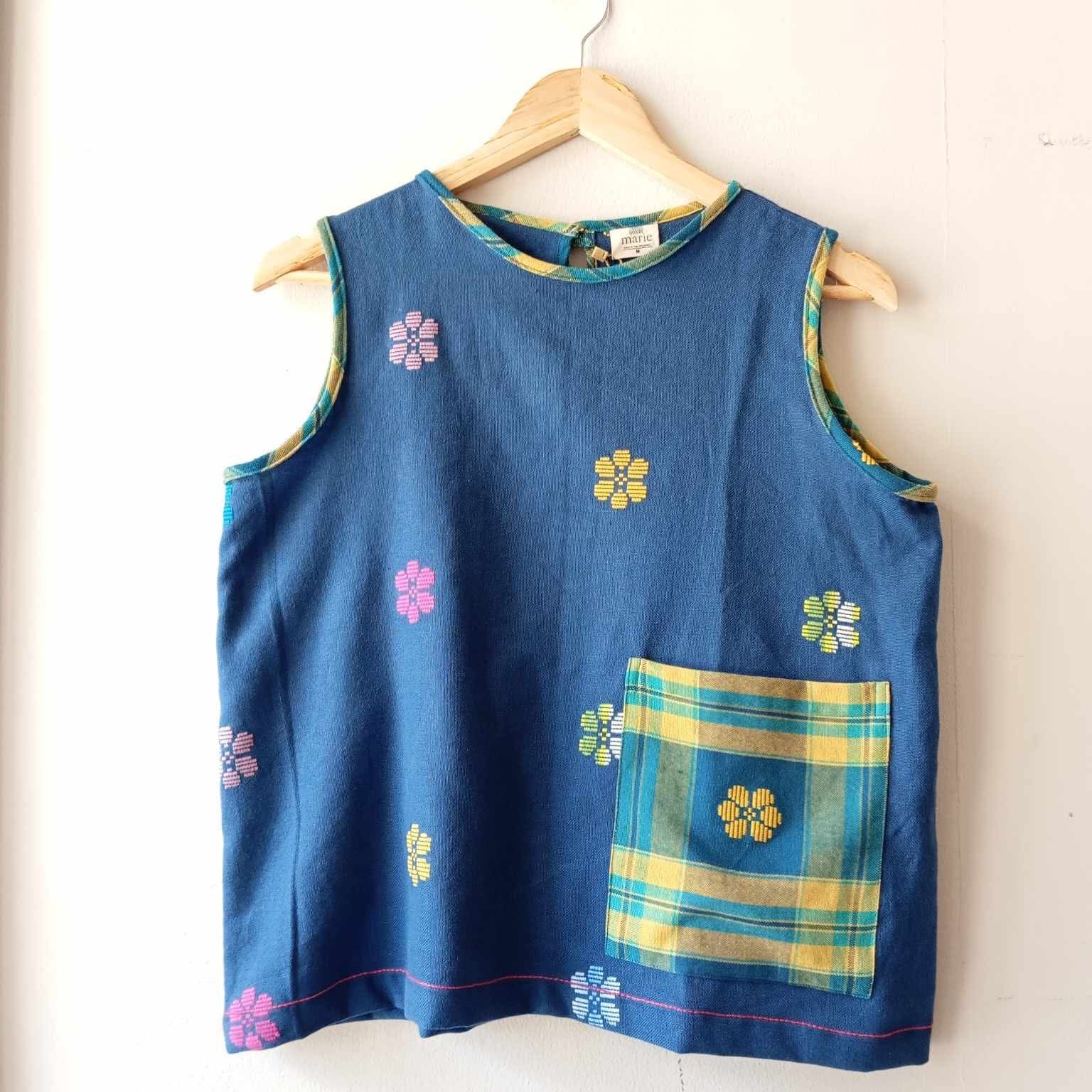 SLEEVELESS: Blue flowers  w/ selina pocket