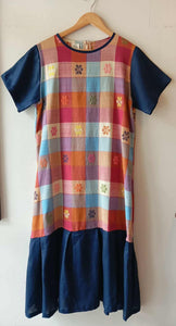 BESTIDA COLLECTION:  CHARINA FULL w/ navy blue linen skirt &  sleeves