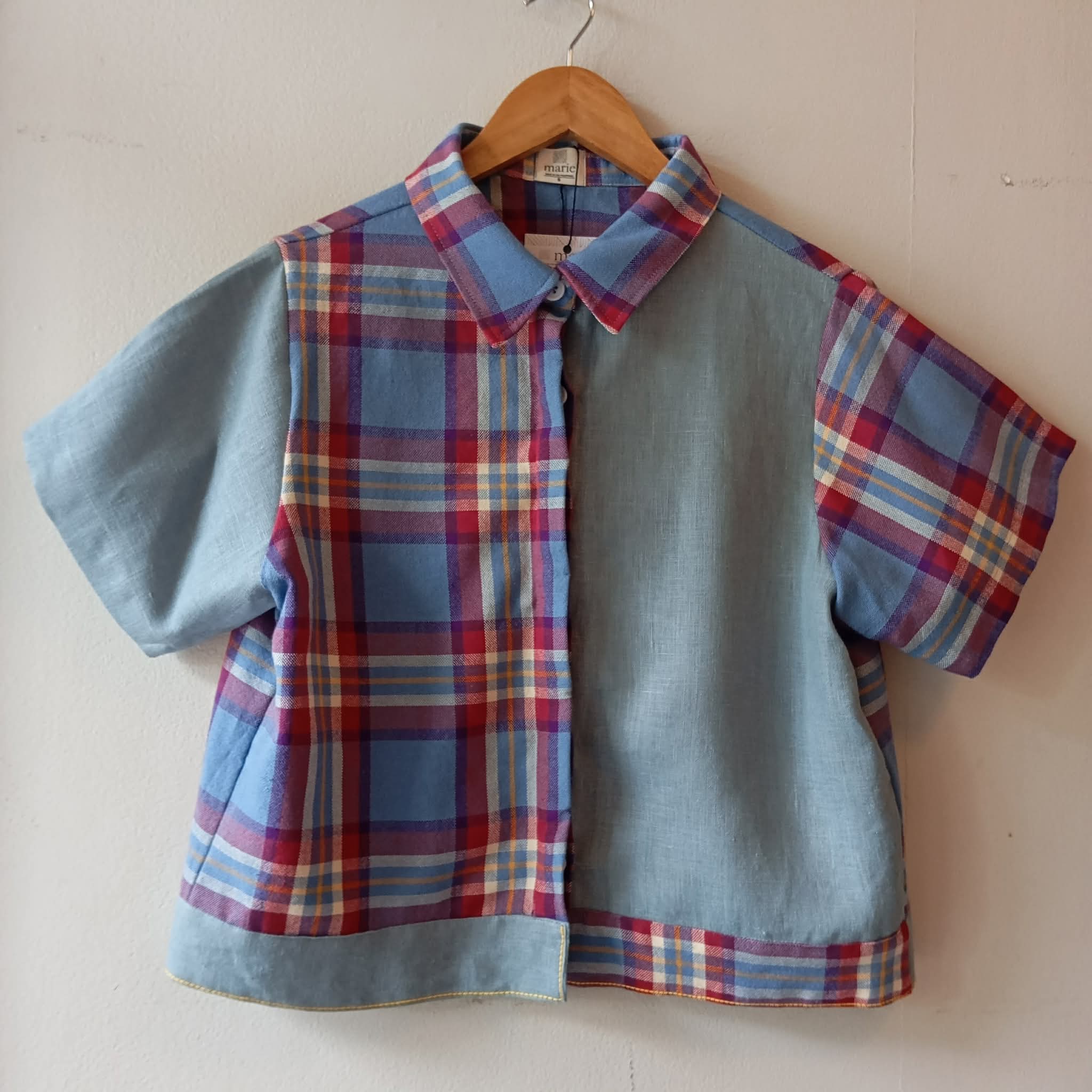 MARIKIT: MIX ERIKA / WINTER SKY LINEN W/ WINTER SKY LINEN & ERIKA SLEEVES