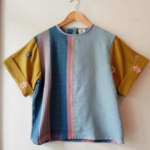 MASIGLA: MIX JILLIAN / WINTER SKY LINEN W/ NEW OLIVE FLOWERS SLEEVES