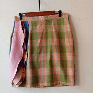 PENCIL SKIRT: TURTLE GREEN & PHEASANT PLAID FULL W/ FRILLS*