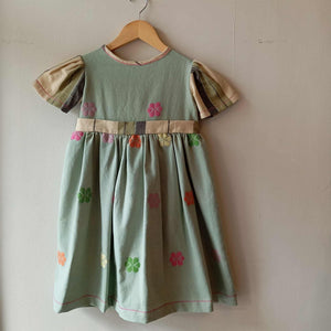 LITTLE MARIE: LIGHT CELADON FLOWERS FULL W/ AMARA SLEEVES*