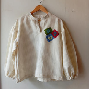 MADAYAW: STRIPE LINEN W/ FLOWERS PATCHES