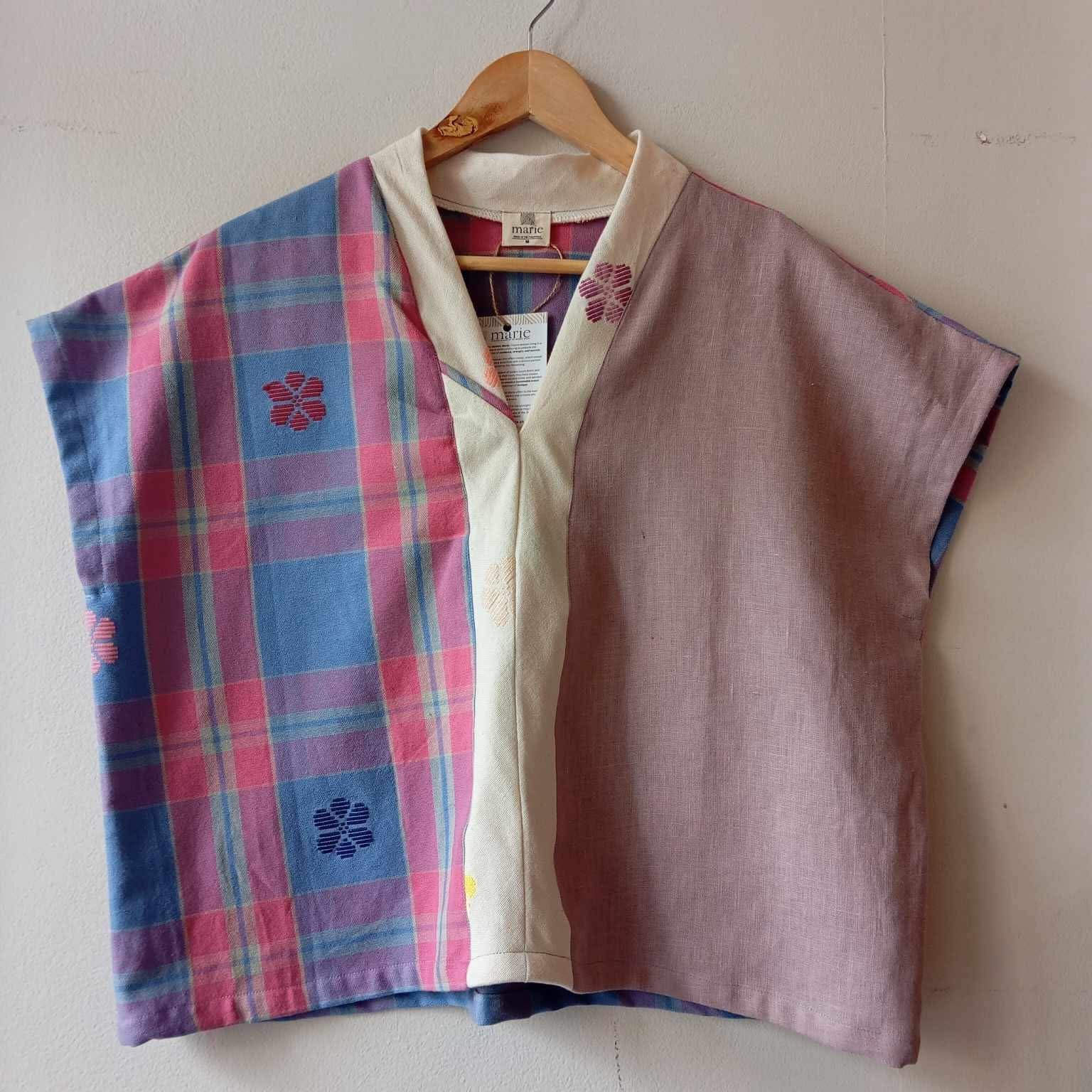 TINGADLAW: MIX JASMINE / WOODROSE  LINEN W/ WHITE FLOWERS BIAS
