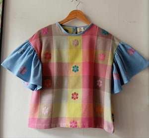 CORAZON: MICHAELA W/ WEDGEWOOD BLUE FLOWERS SLEEVES