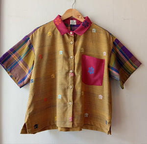 MAKULAY: MUSTARD BAHAY KUBO W/ POCKET / LILY SLEEVES
