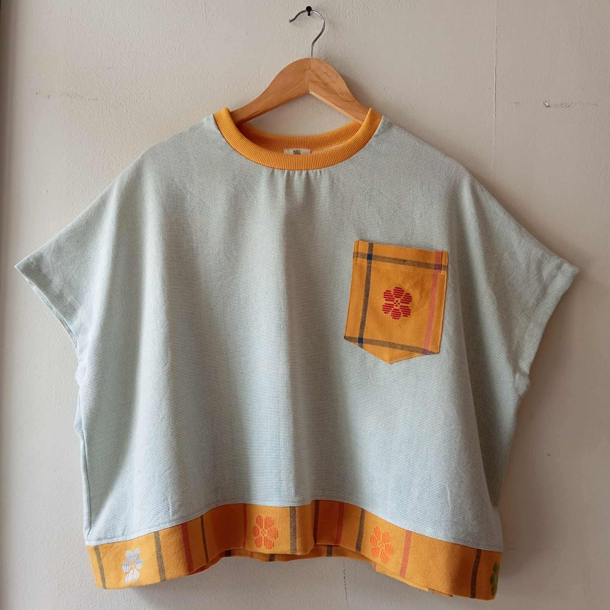 KASIYAHAN: DUSTY BLUE W/ ISADORA POCKET & BAND / MUSTARD COLLAR*