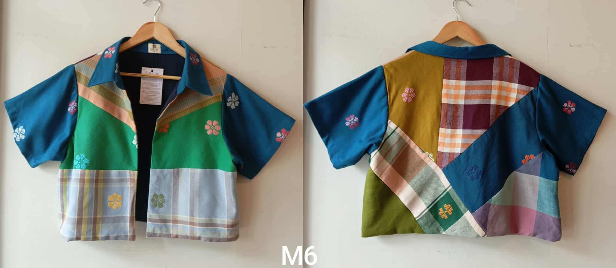 Malaya Collection: RETASO M4 W/ OCEAN SIDE BLUE FLOWERS SLEEVES & COLLAR
