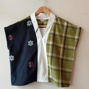 TINGADLAW: MIX BLACK FLOWERS / ELOISA W/ WHITE LINEN BIAS