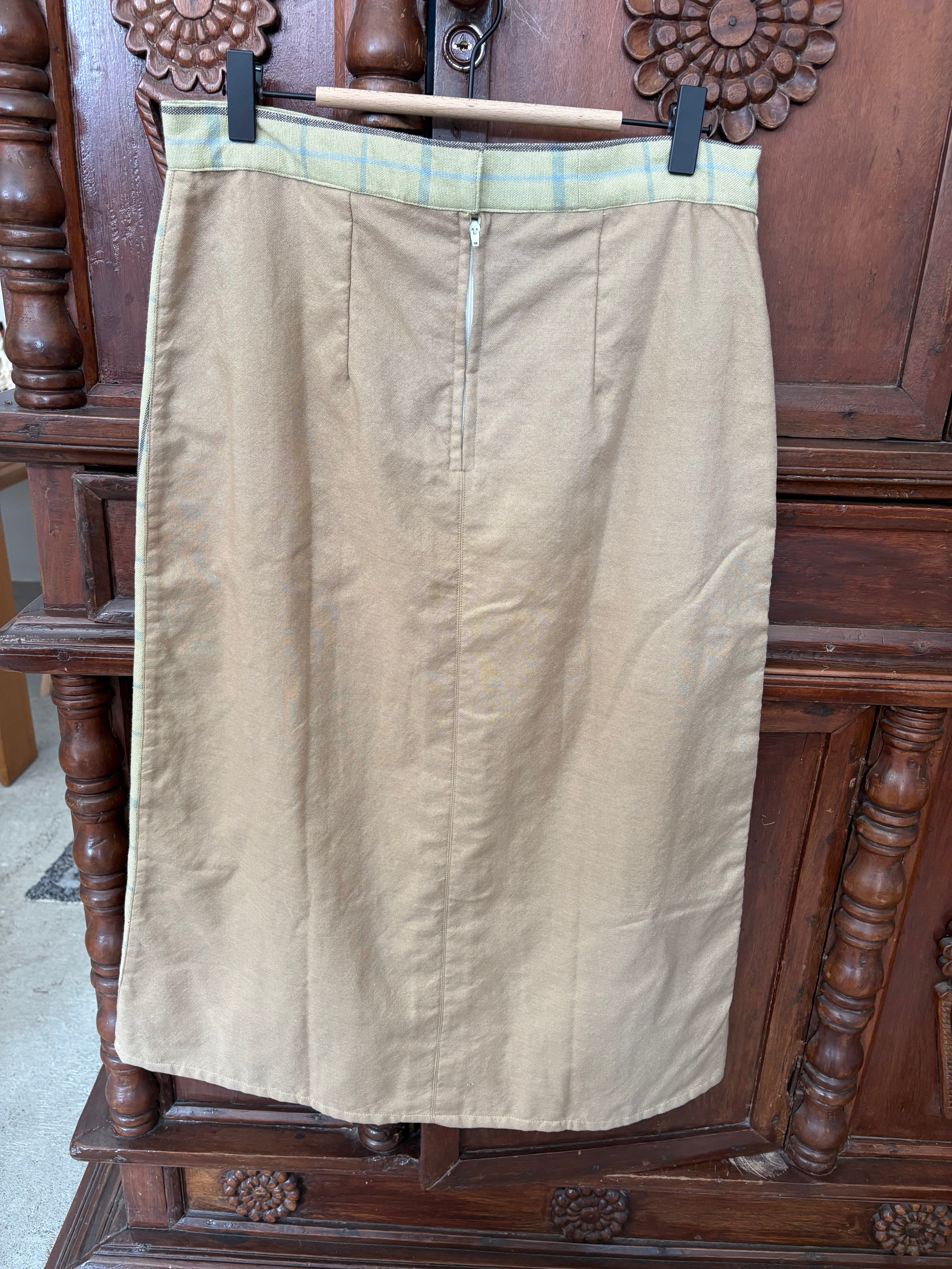 SKIRT MIDI: MICHELLE V1 W/ NEW BROWN BAHAY KUBO  LINING (BACK: LIGHT BROWN POLY)*