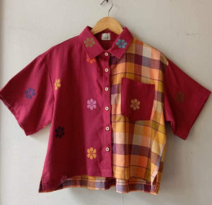 MAKULAY: MIX RED BUD FLOWERS / NINA W/ RED BUD FLOWERS POCKET / SLEEVES & COLLAR