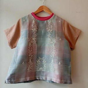 MATAHUM:  PAMANA V2 IN PIÑA BARONG W/ ROGELIA SHEER / MISTY ROSE LINEN SLEEVES / FUCSHIA PINK COLLAR :