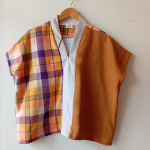 TINGADLAW:MIX NINA / CATHAY SPICE LINEN W/ PALE LILAC LINEN - BIAS *