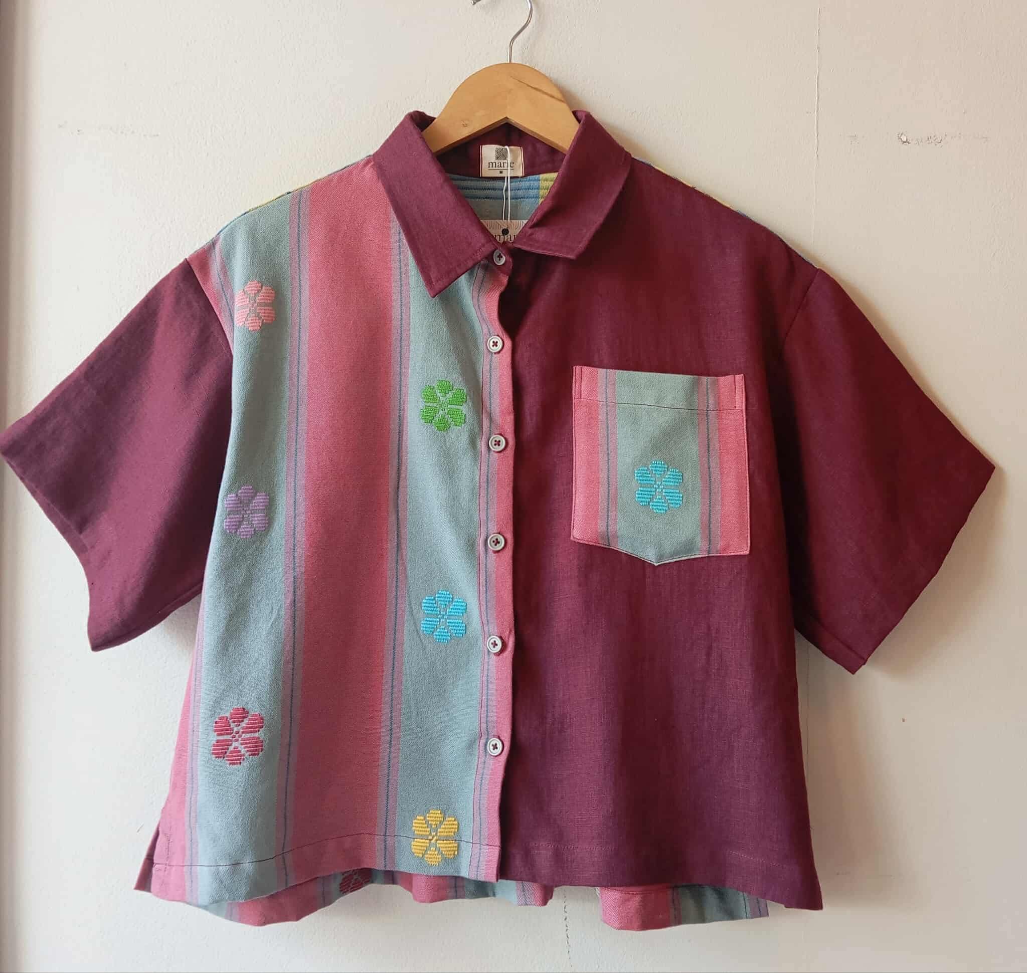 MAKULAY: MIX LETICIA / RASPBERRY RADIANCE LINEN W/ POCKET / RASPBERRY LINEN SLEEVES & COLLAR*