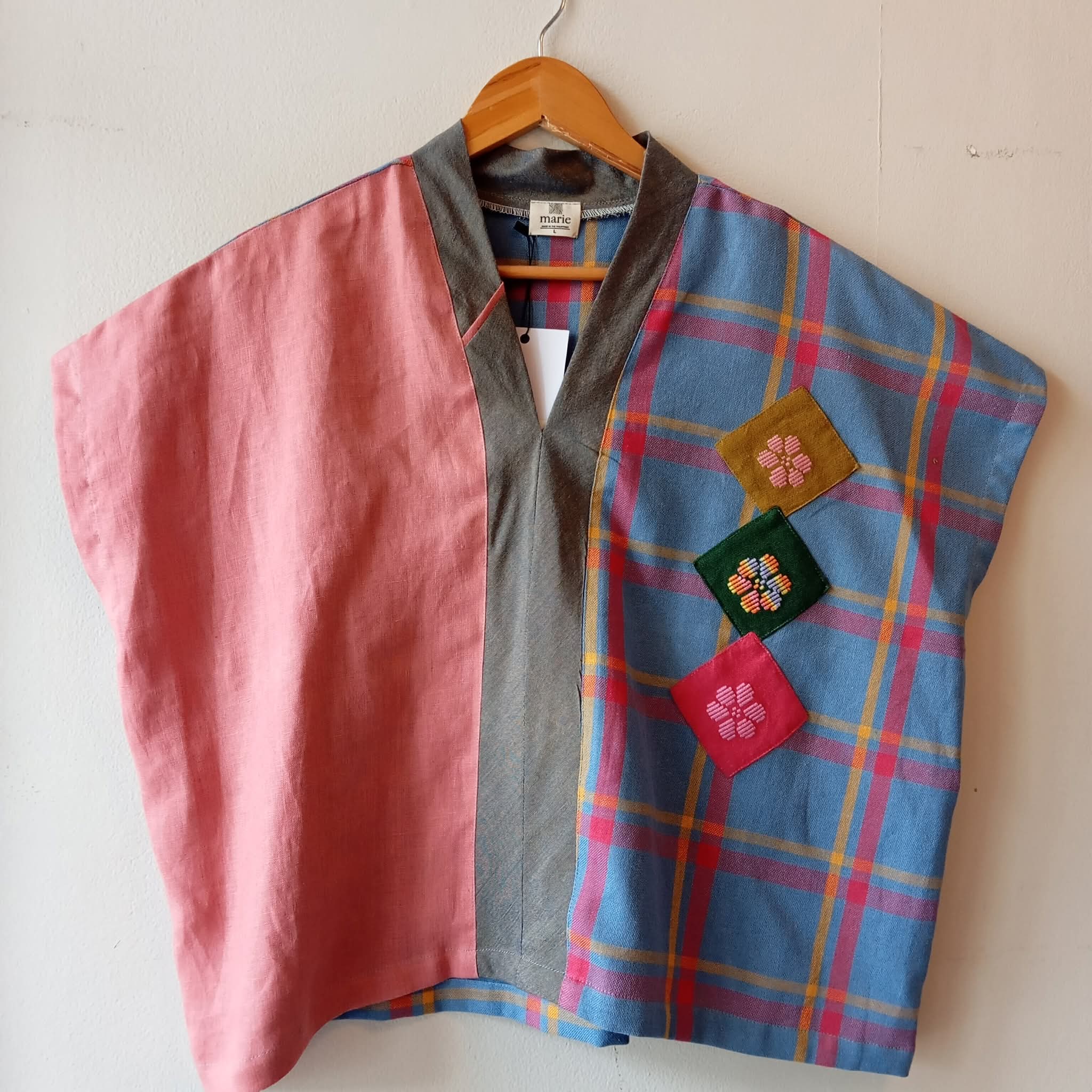 TINGADLAW: Evelyn & coral almond w/ patches (gray poly bias )