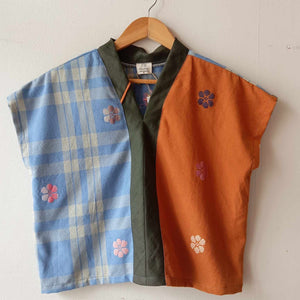 TINGADLAW: MIX OLIVIA FLOWERS / GLAZED GINGER FLOWERS W/ DARK GREEN LINEN BIAS