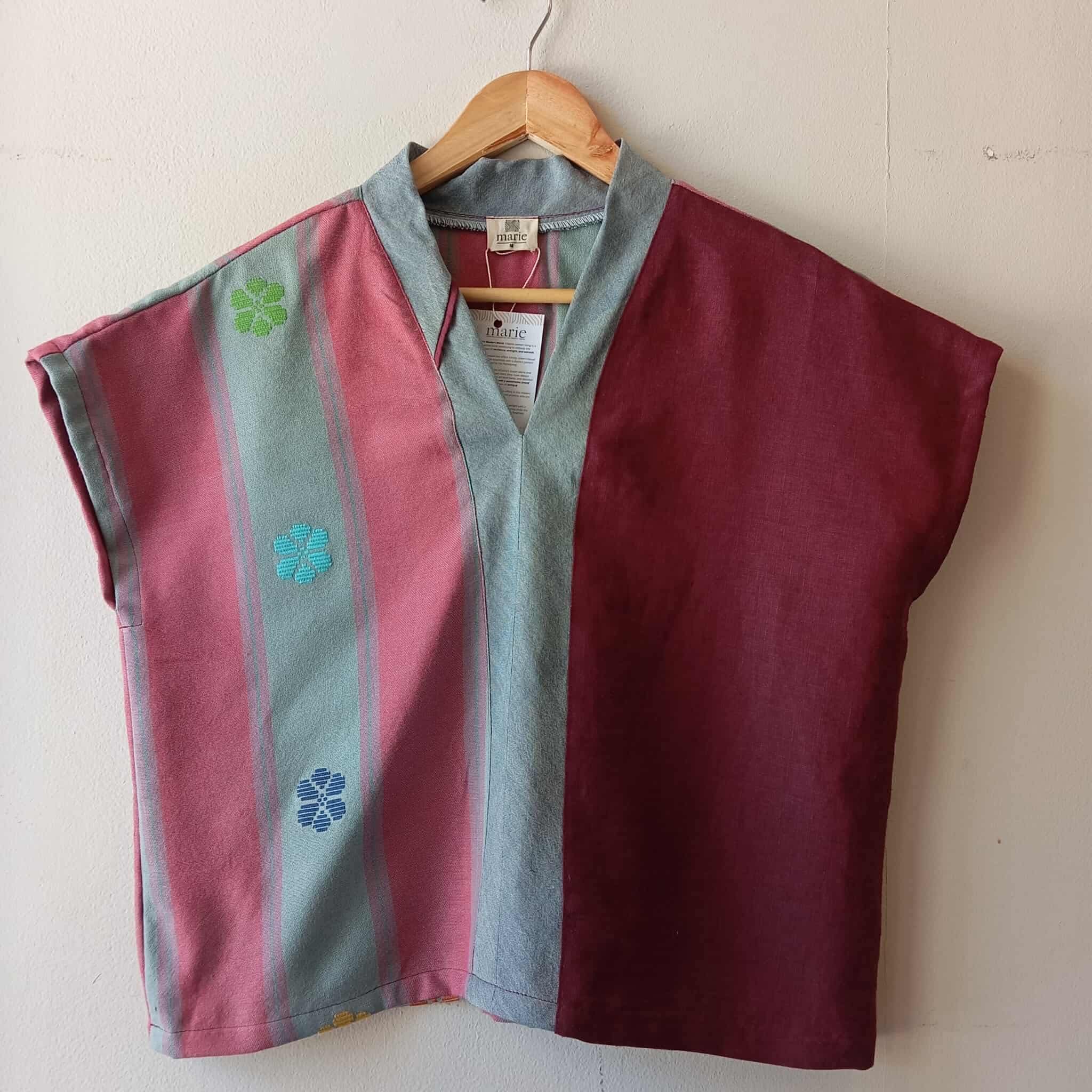TINGADLAW: MIX LETICIA V1 / RASPBERRY RADIANCE LINEN W/ DENIM POLY BIAS