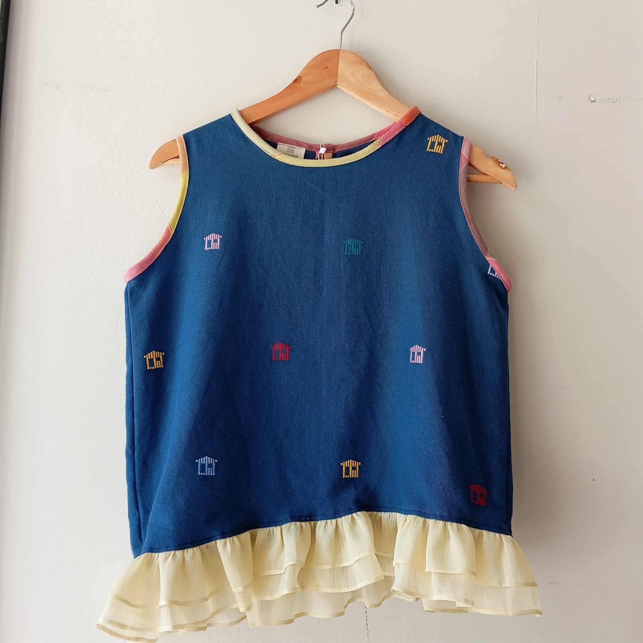 MAGANDA COLLECTION: MOROCCAN BLUE BAHAY KUBO W/ PIÑA ( LEMON OF KAWAYAN ) RUFFLES