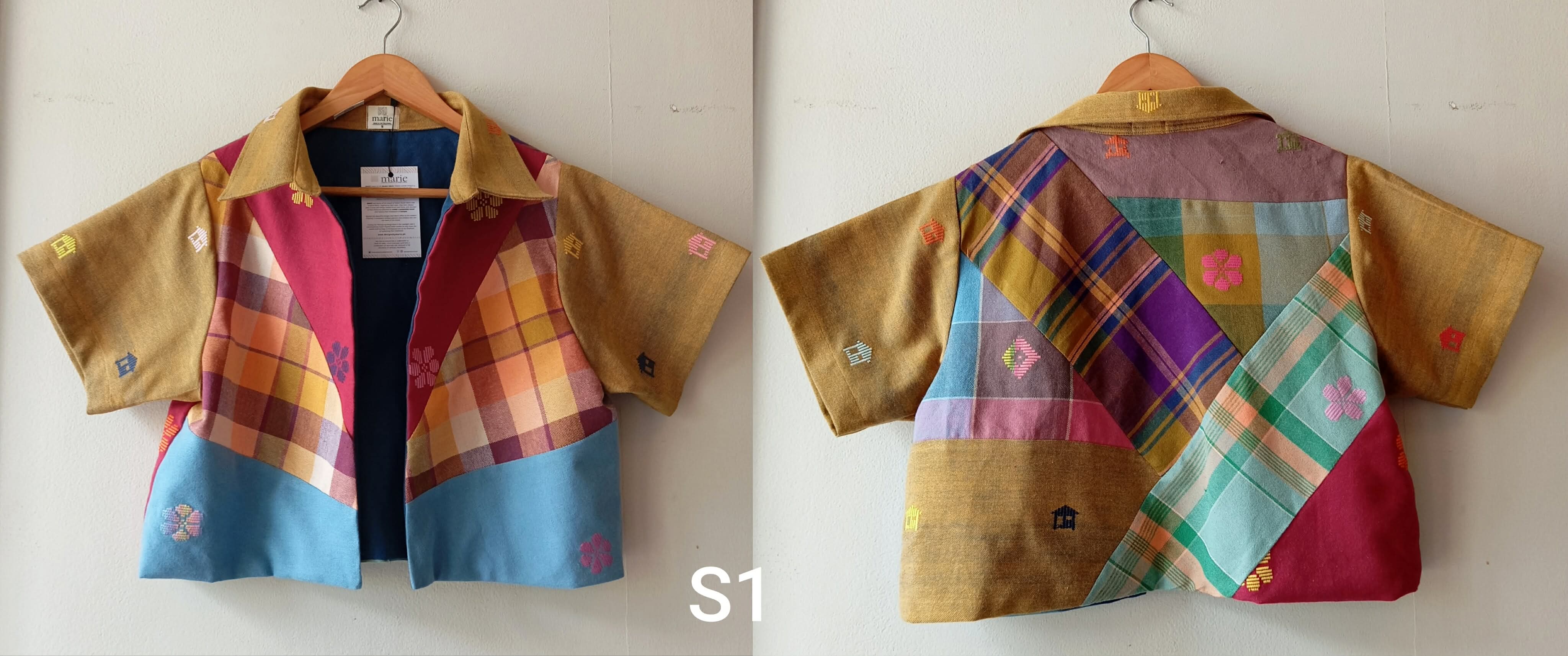 MALAYA COLLECTION: RETASO S1 W/ MUSTARD BAHAY KUBO SLEEVES & COLLAR