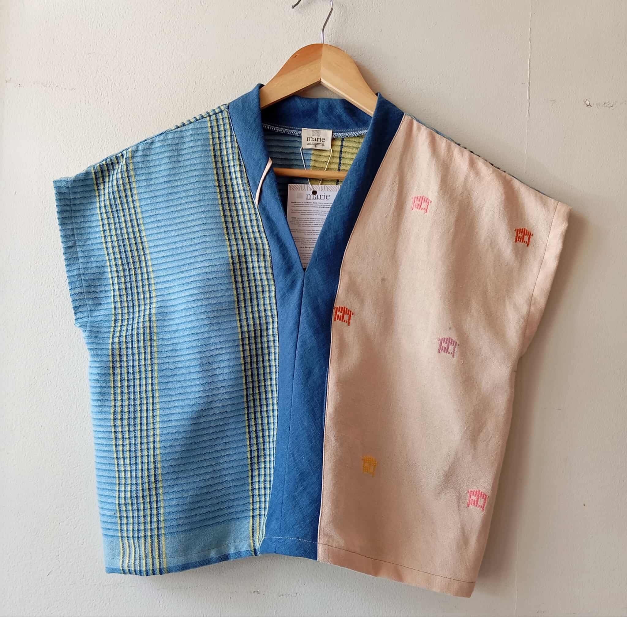 TINGADLAW: MIX JOANNA / REED YELLOW MINI BAHAY KUBO W/ CORN FLOWER BLUE LINEN BIAS*