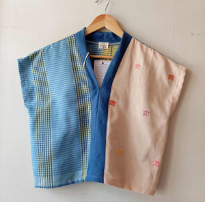 TINGADLAW: MIX JOANNA / REED YELLOW MINI BAHAY KUBO W/ CORN FLOWER BLUE LINEN BIAS*