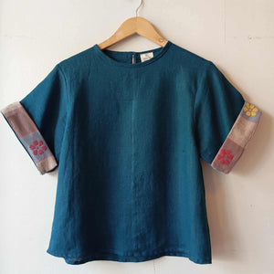 MASIGLA: - STORM  BLUE LINEN FULL W / SAMPAGUITA BAND *