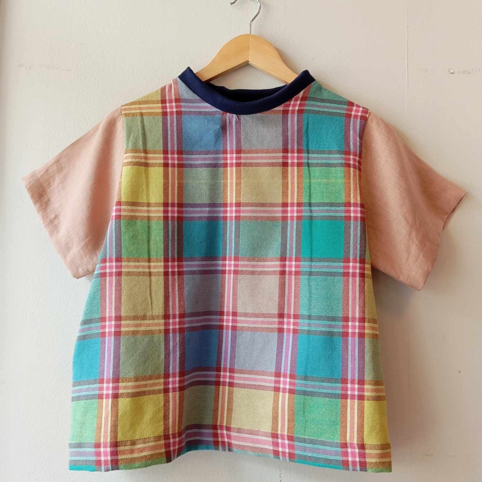 PAMANA V2: MARIBEL V2 W/ MISTY ROSE LINEN SLEEVES  NAVY BLUE COLLAR*