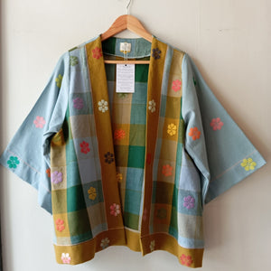 HAMILI COLLECTION: RISA W/ LIGHT DENIM BLUE FLOWERS SLEEVES / NEW OLIVE FLOWERS PIPING