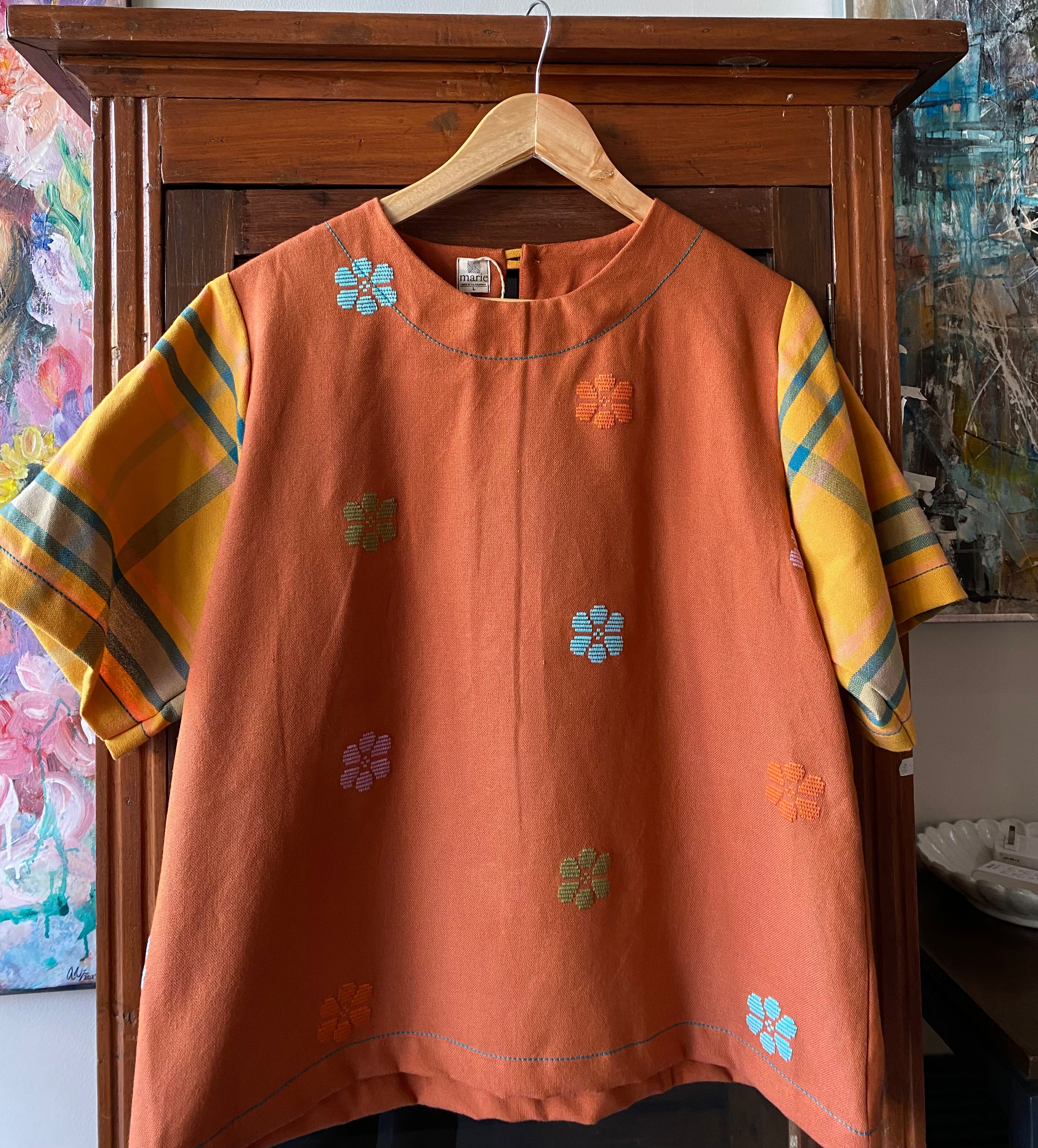 CLASSIC V2: RUST ORANGE FLOWERS W/ VICTORIA SLEEVES