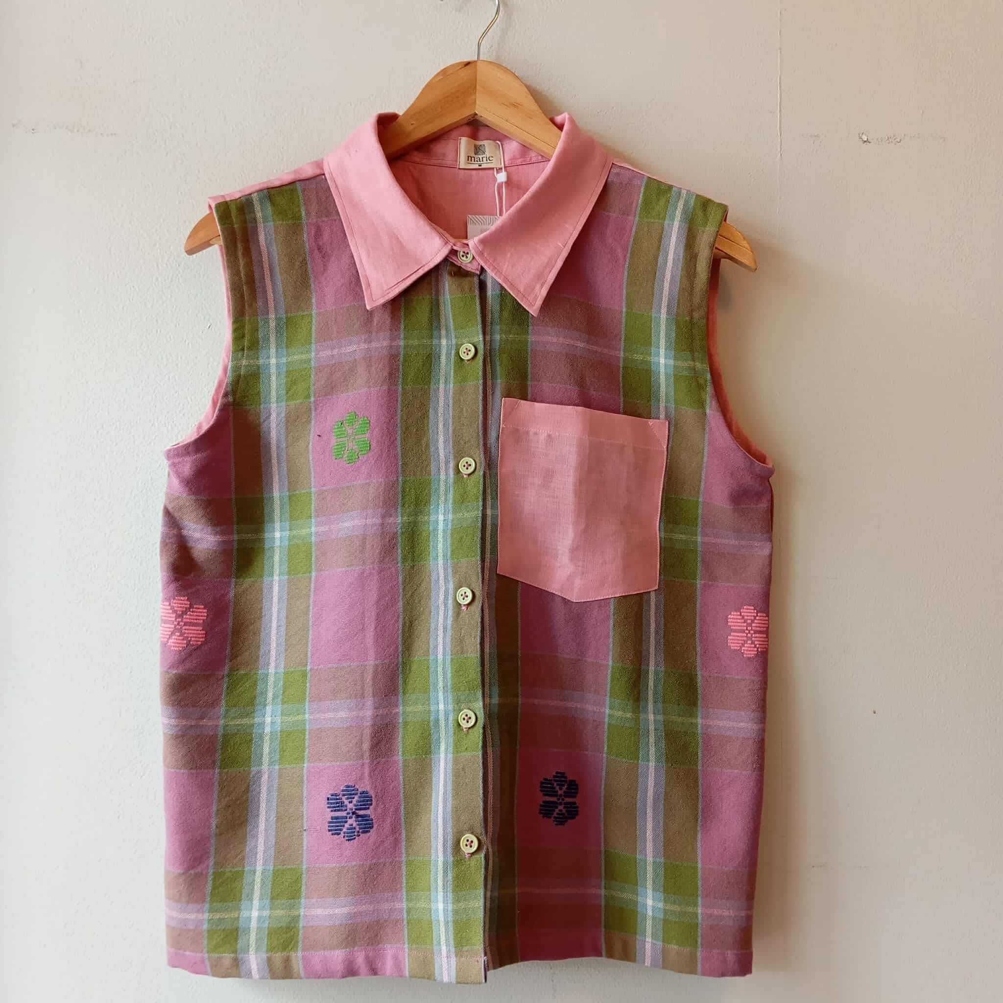 KINAIYA: PAULA W/ PINK LINEN POCKET AND COLLAR