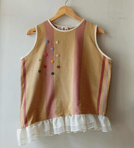 MAGANDA COLLECTION: MELANIE W/ FLOWER PATCHES AND CRYSTALS/ PINA NATURAL RUFFLES