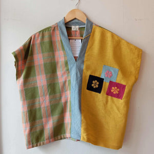 TINGADLAW: MIX VICENTA / MIMOSA YELLOW LINEN W/ FLOWERS PATCHES / DENIM POLY BIAS
