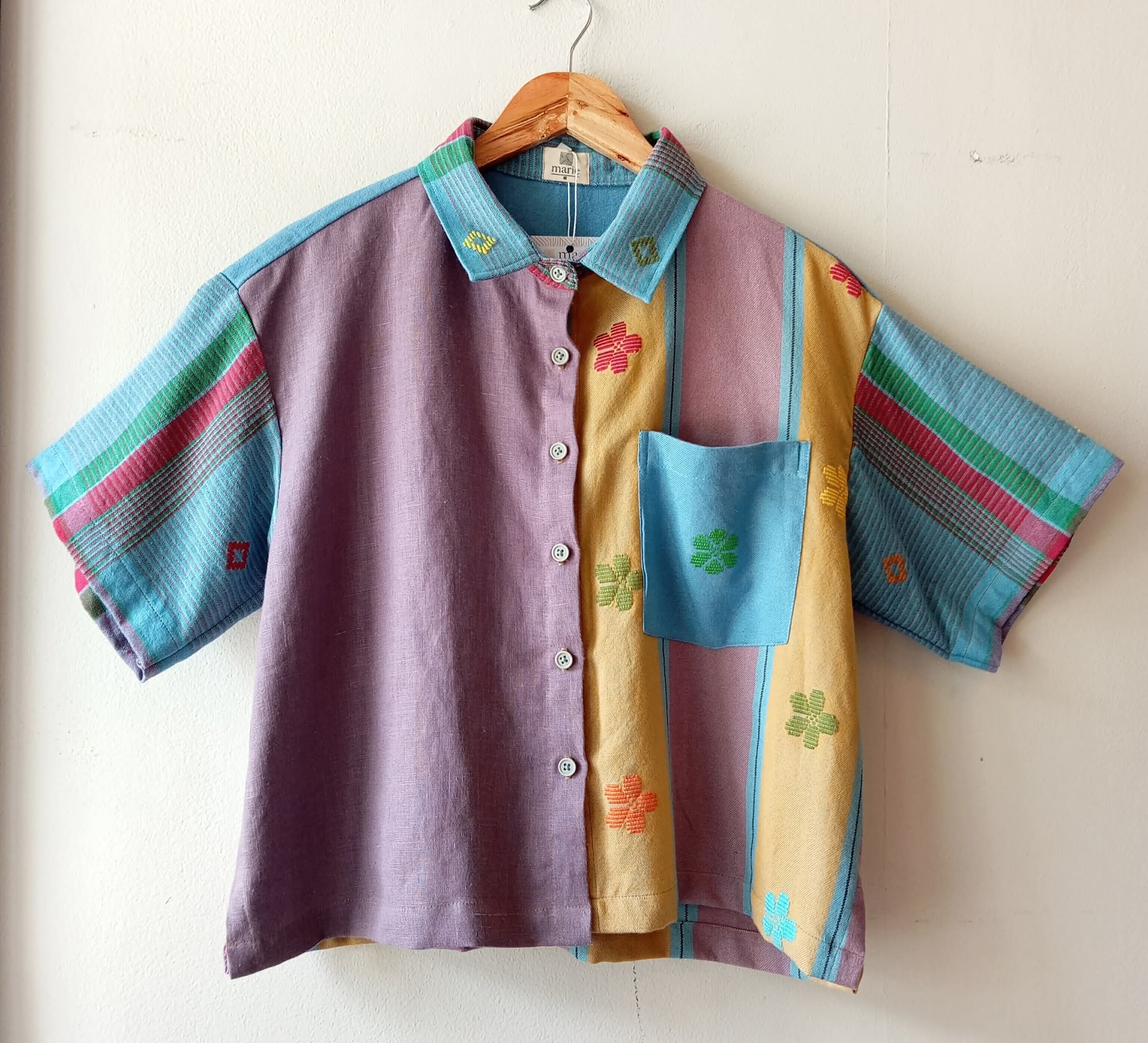 MAKULAY: MIX SEA FOG LINEN / ROBERTA W/ POCKET / INES SLEEVES & COLLAR