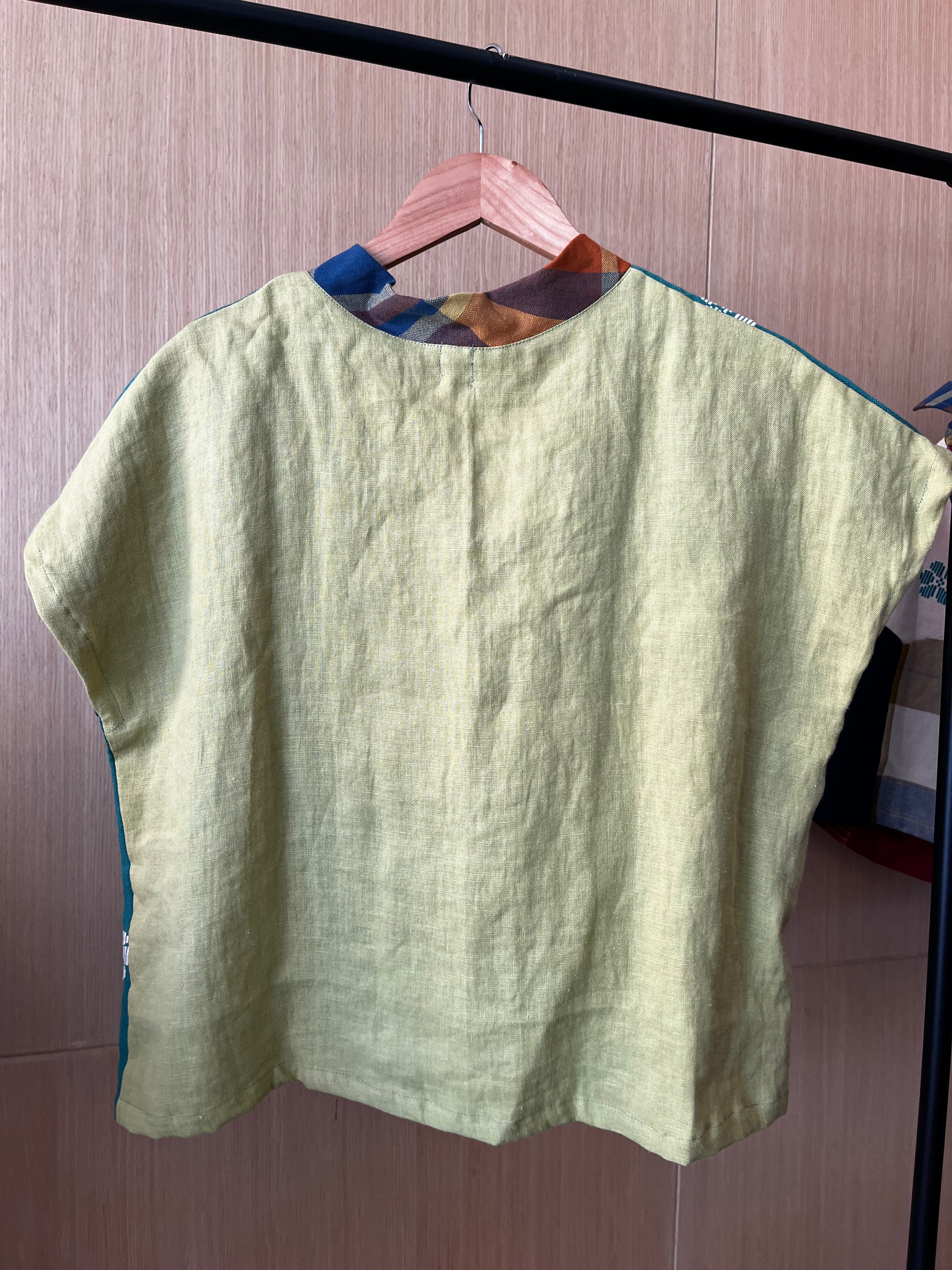 TINGADLAW: green flowers, adarna bias w/ yellow green linen back