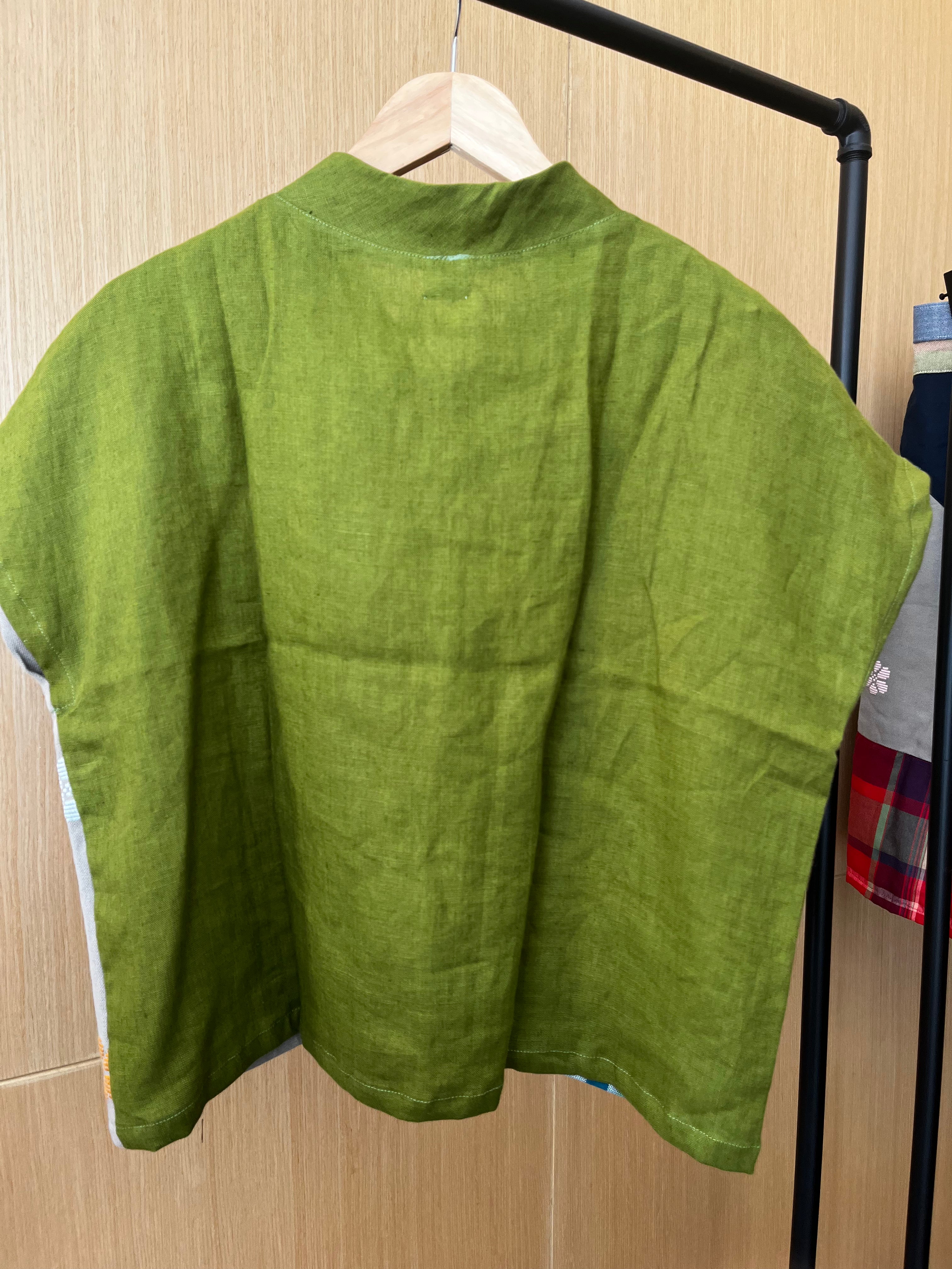 TINGADALAW: Mix kylah / Gray Flowers w/ Avocado Green linen bias & back
