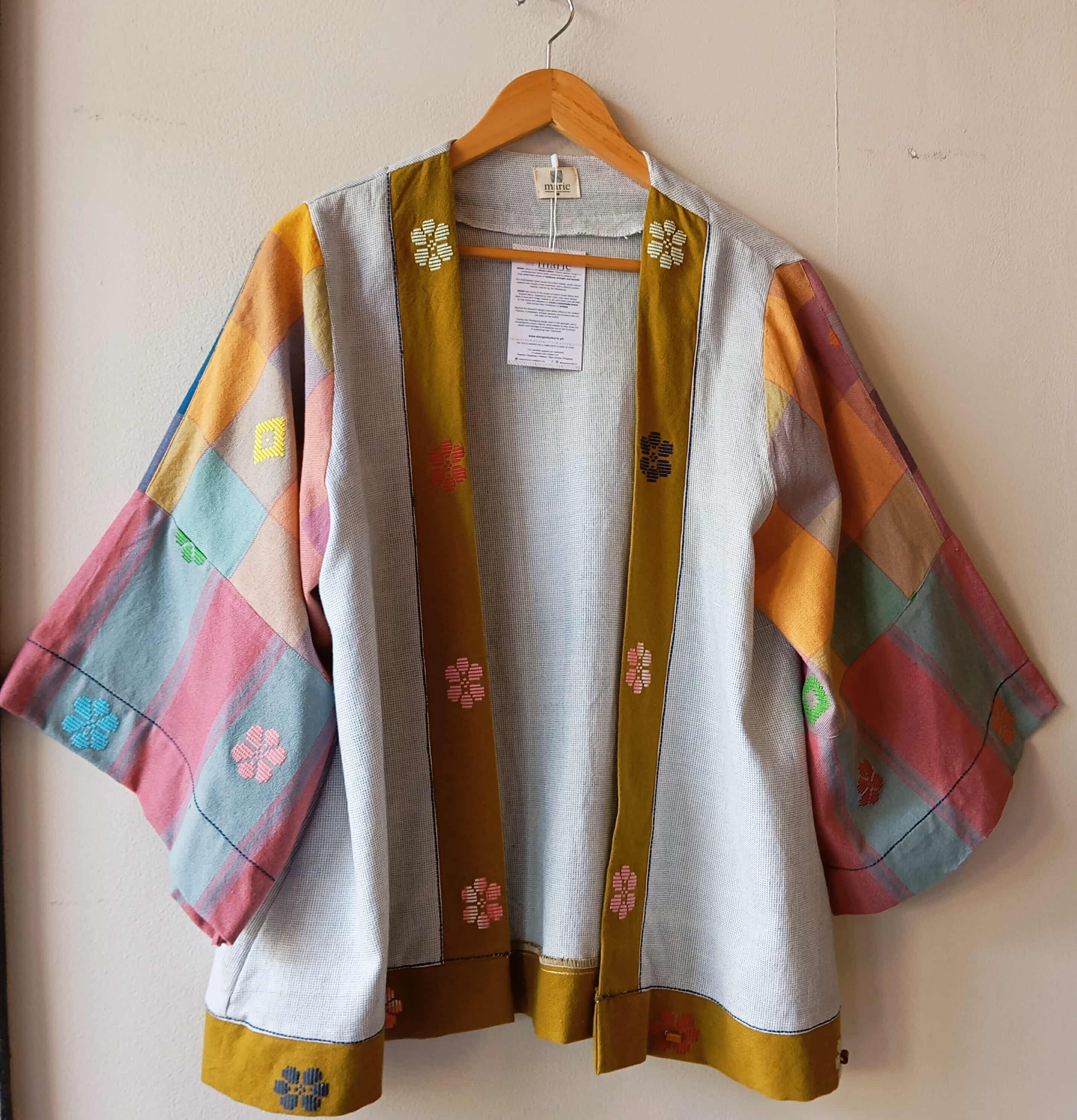 HAMILI: DUSTY BLUE FULL W/ RETASO SLEEVES / NEW OLIVE FLOWERS PIPING