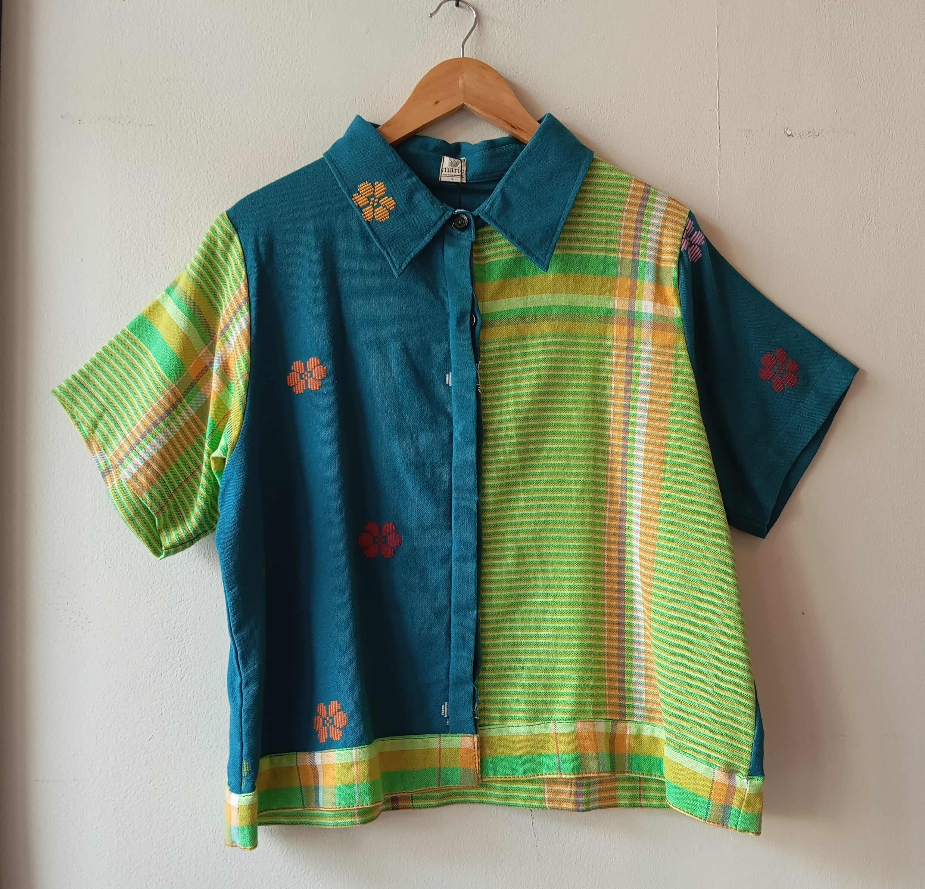 MARIKIT: MIX TEAL FLOWERS/ LORENA W/ LORENA & TEAL FLOWERS SLEEVES